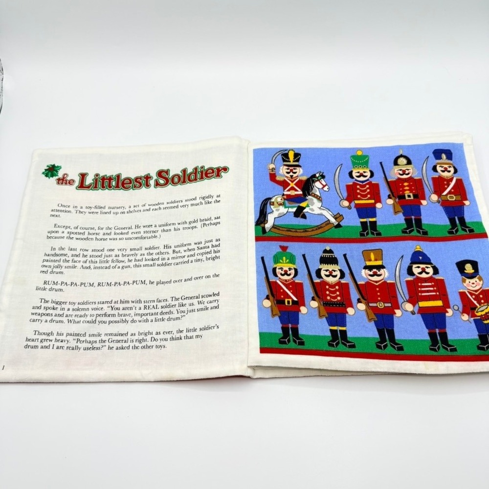 Vintage Christmas Cloth Book Set Littlest Soldier The Night Christ Was Born 2pc - Picture 4 of 7